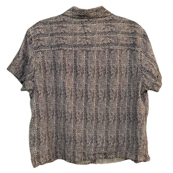 Christian Siriano Linen Animal Mini Print Button Up Short Sleeve Linen Top M - Picture 7 of 7